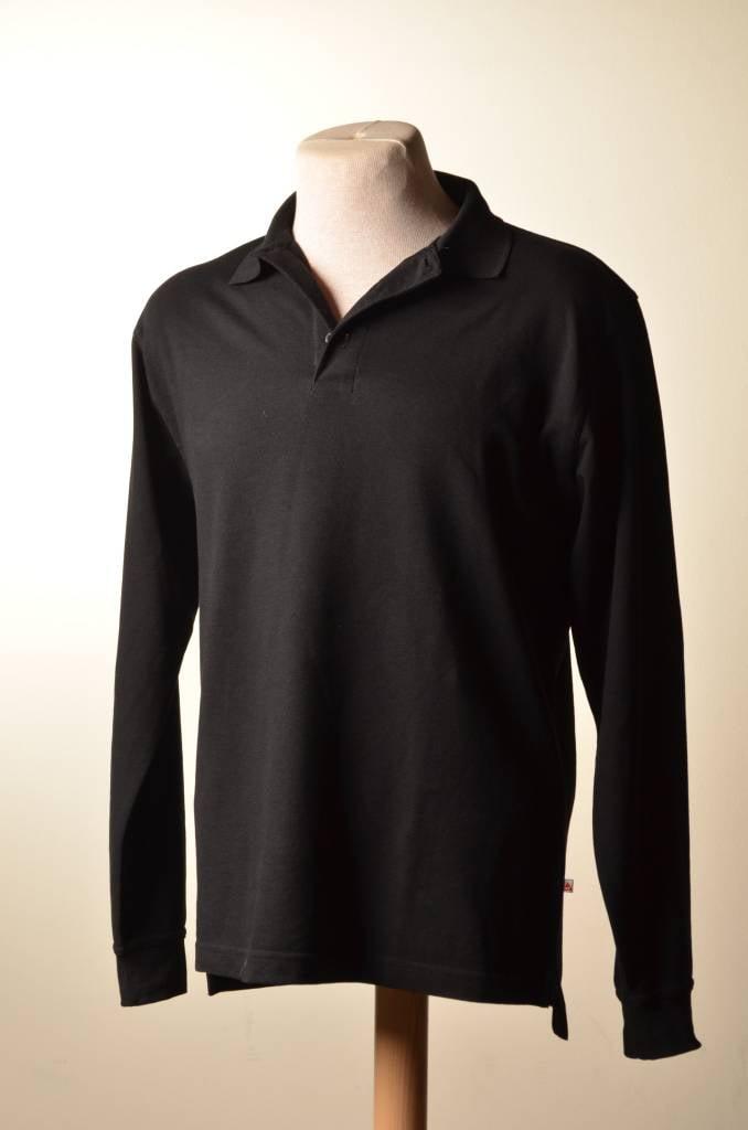 [Mar-0000059] Polo zwart lange mouw -heren- 60% katoen 40% poly (s)