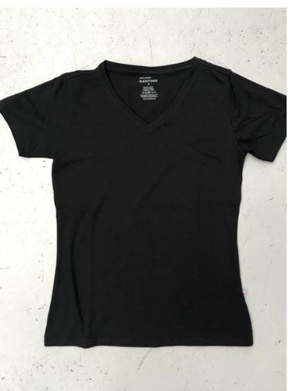 [Mar-0000063] V-hals t-shirt zwart slm fit jazz -heren- 95% katoen 5% elastaan (s)